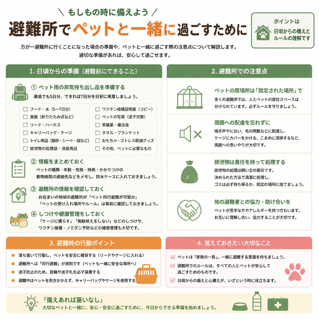 避難所での生活とペットの準備