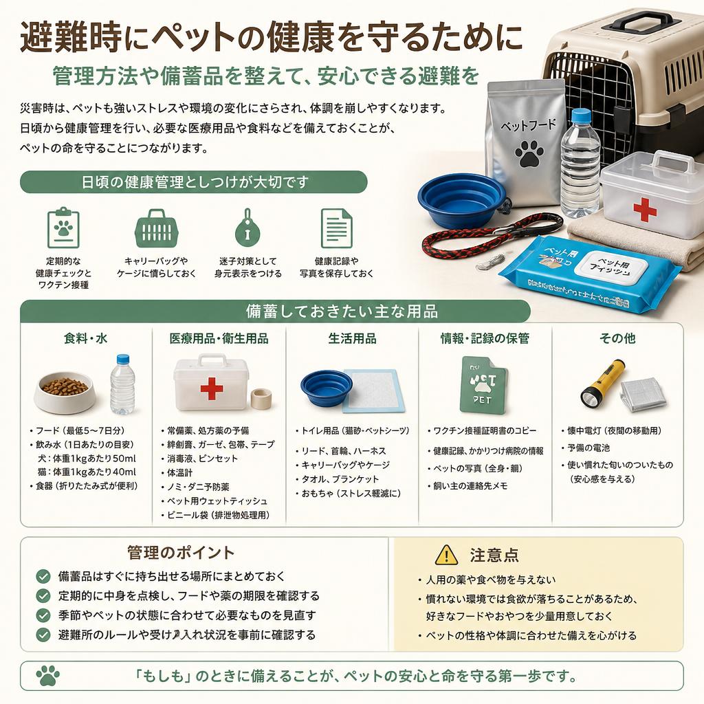 ペットの健康管理と備蓄品