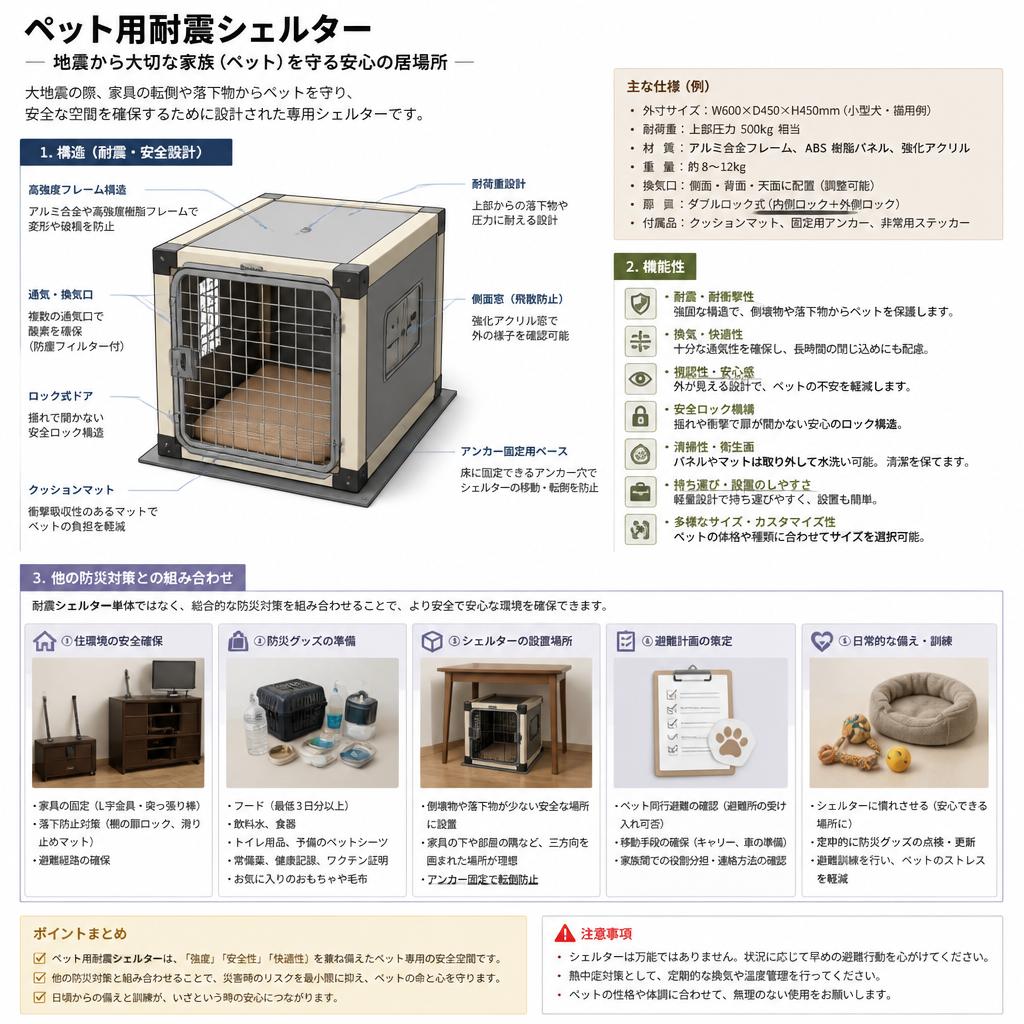 ペット用耐震シェルターの特徴