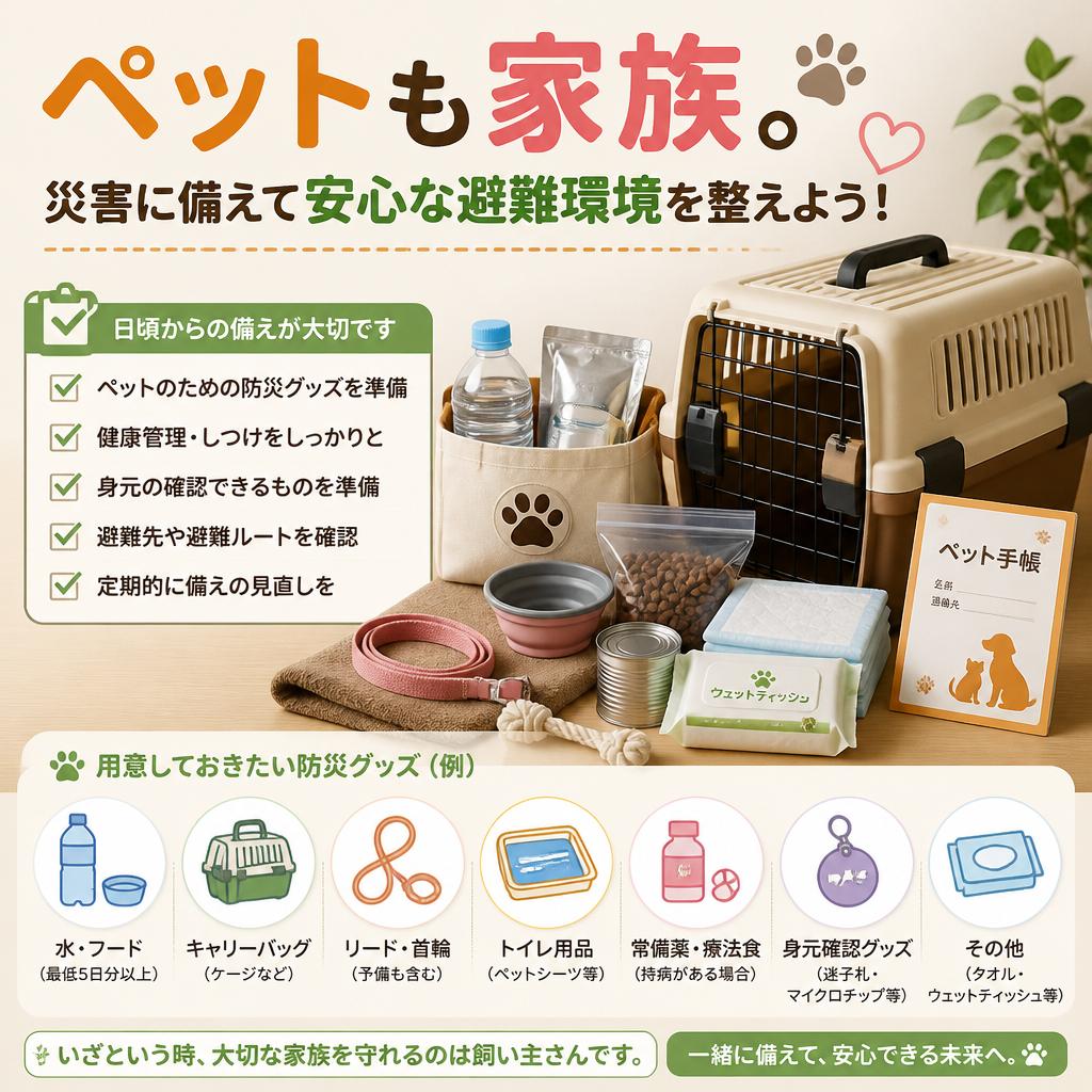 ペットも家族。災害に備えて安心な避難環境を整えよう！