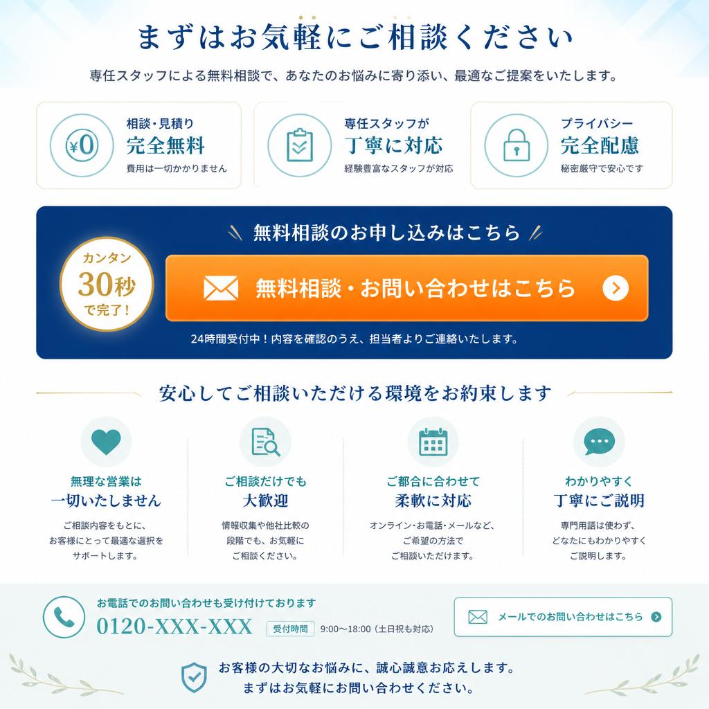 まずは無料相談！今すぐお問い合わせを
