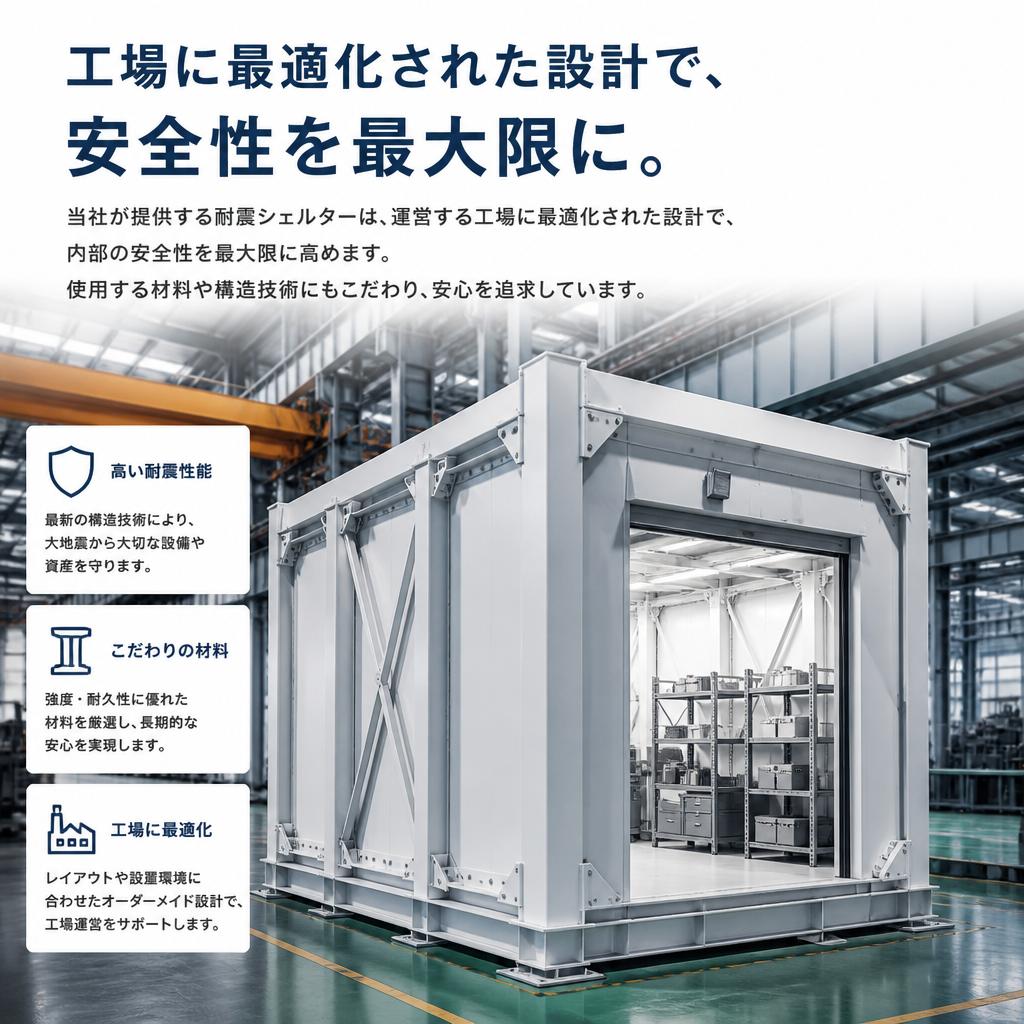 2. 工場内専用の耐震シェルターの特徴
