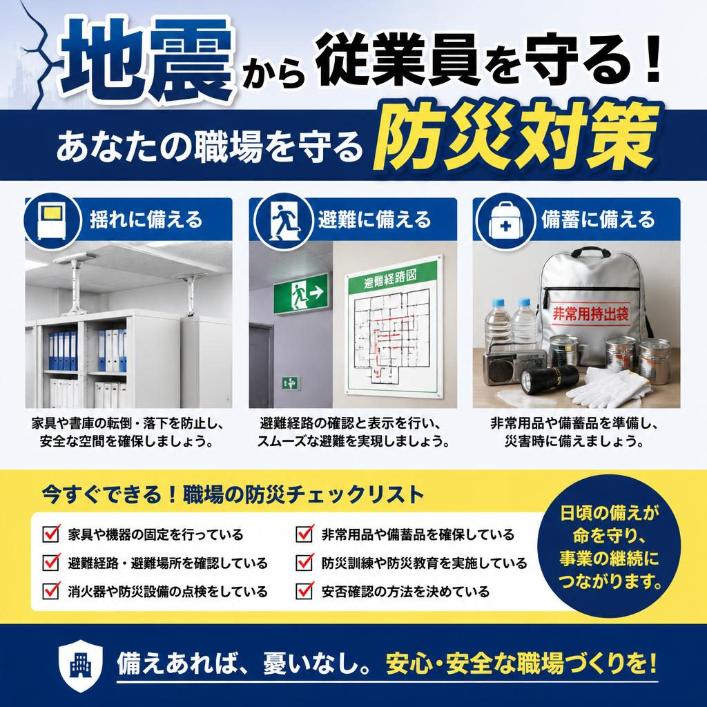 地震から従業員を守る！あなたの職場を守る防災対策　ミホ工業　耐震リフォーム