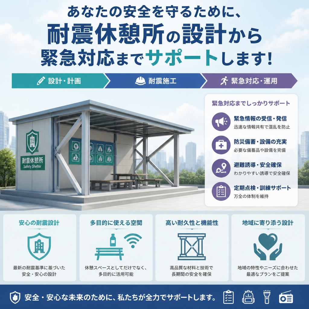 あなたの安全を守るために、耐震休憩所の設計から緊急対応までサポートします！ミホ工業　耐震リフォーム