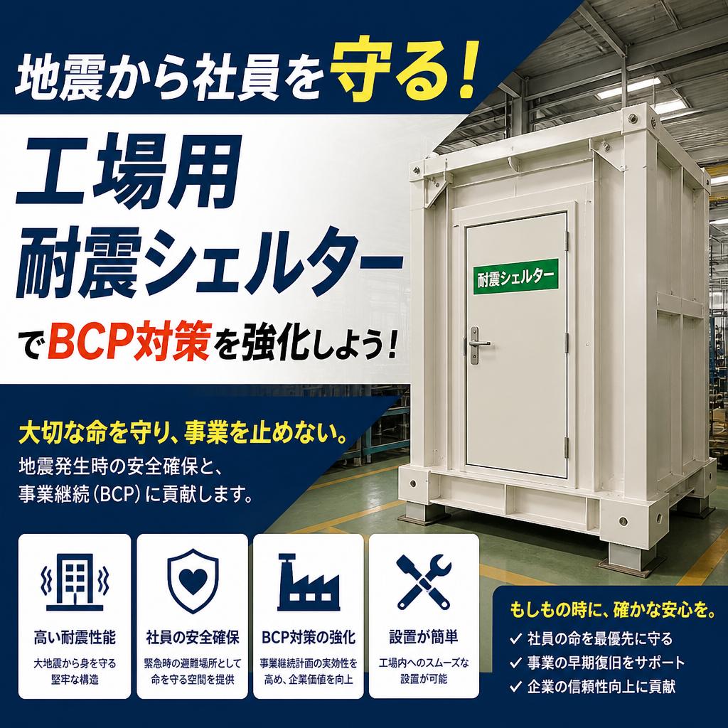 地震から社員を守る！工場用耐震シェルターでBCP対策を強化しよう！　ミホ工業　耐震リフォーム