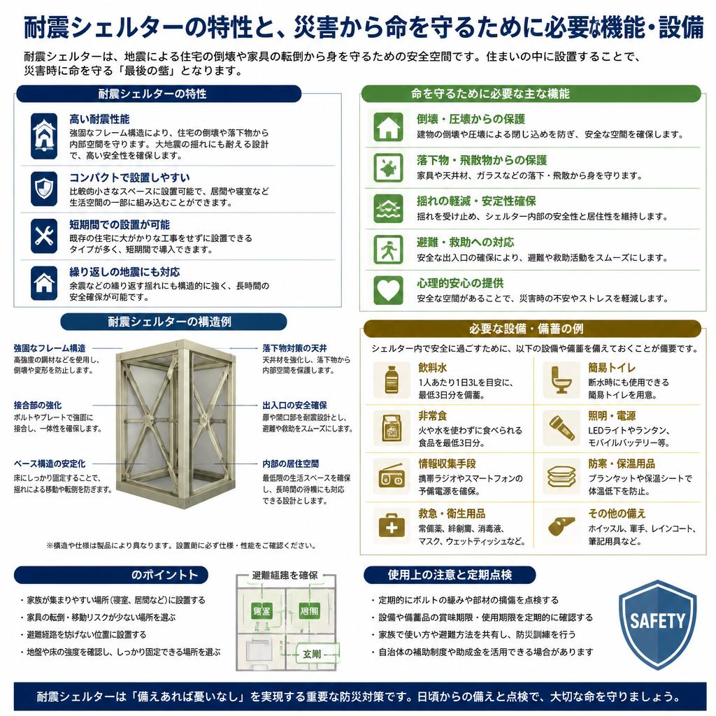 耐震シェルターの特徴と利点