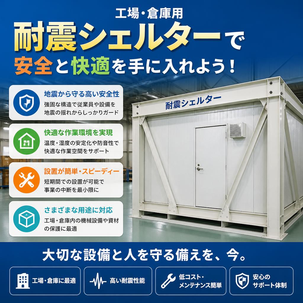 工場・倉庫用耐震シェルターで安全と快適を手に入れよう！　ミホ工業　耐震