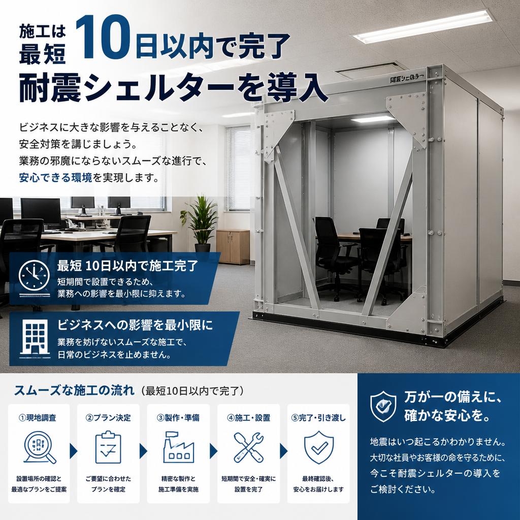 短期間で施工可能！業務を止めない安心感
